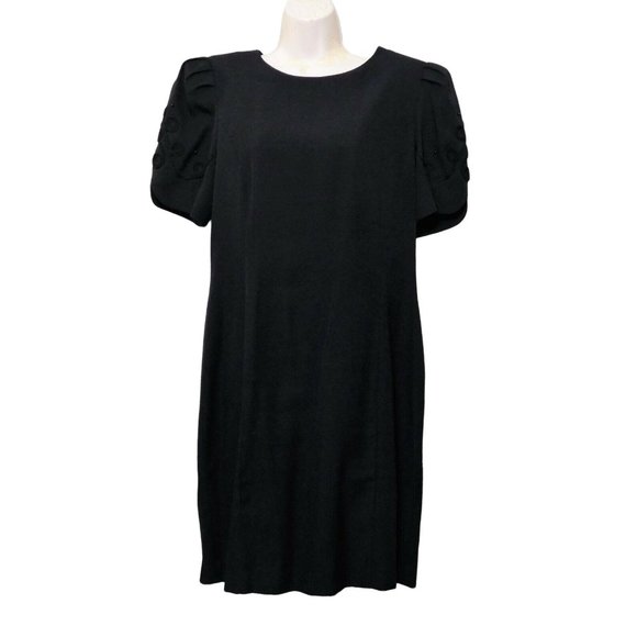 Anthony Mark Hankins Vintage Dress Size 10 Black Beaded Puff Sleeve - Picture 6 of 7